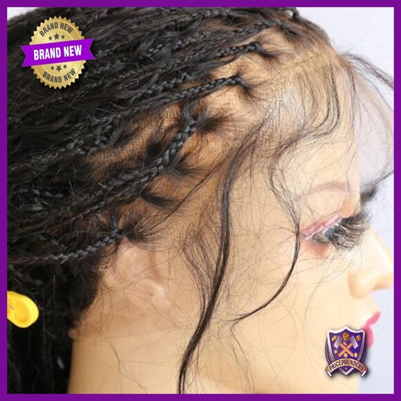 22 Inch Full Lace Human Hair Wig Knotless Braids 300% Density main image 4